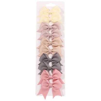 10Pcs/Set Solid Color Kids Bows Hair Clips for Baby Girls Handmade Ribbon Bowknot Hairpin Barrettes New Year Hair Accessorie…
