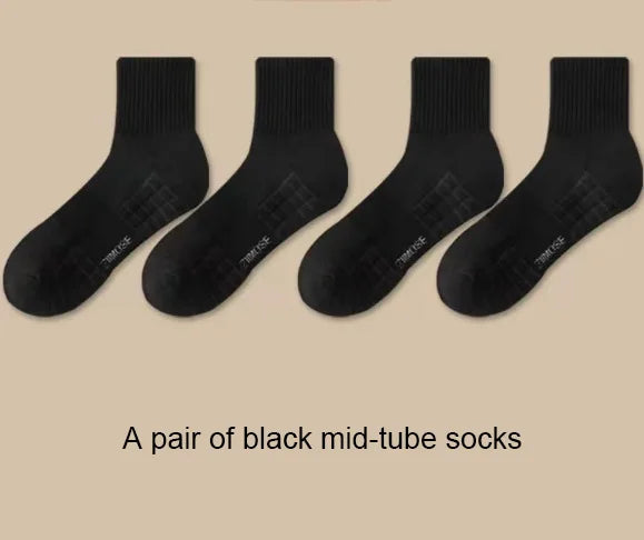 1pairs Socks Men's cotton deodorant winter towel bottom with velvet mid-tube white stockings thickened sports basketball soc…
