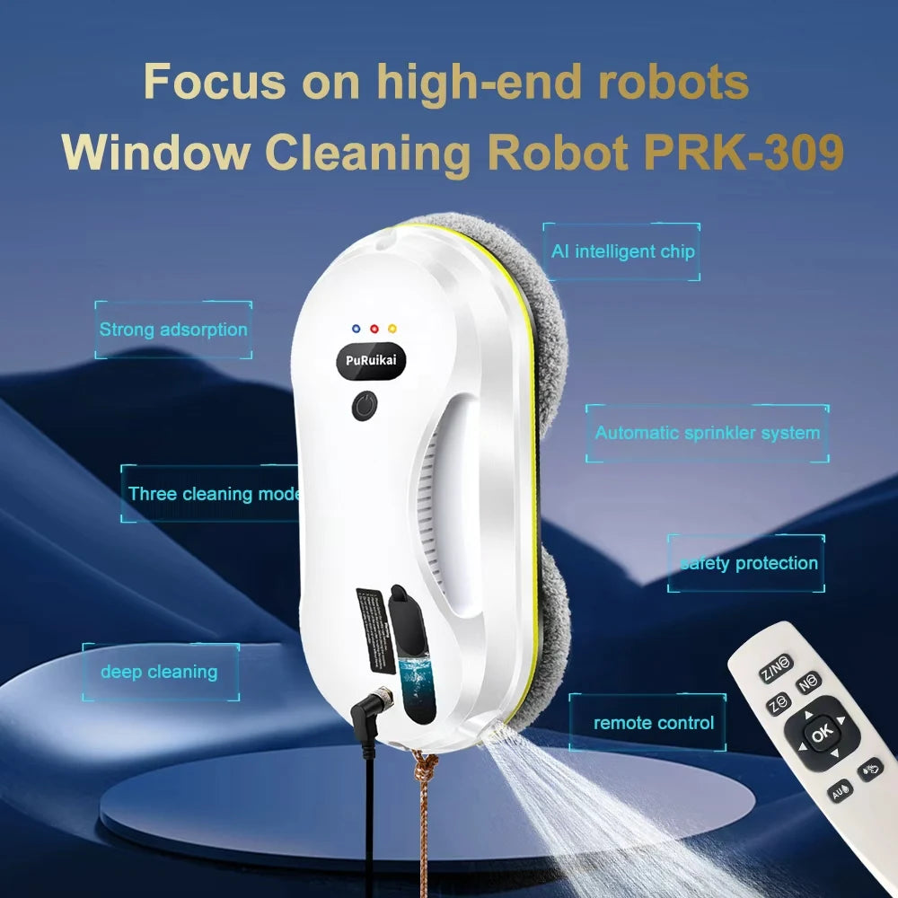 PuRuiKai Household Window Automatic Water Spray Cleaning Robot,With Intelligent Edge Detection System,Robot Glass Cleaner -…