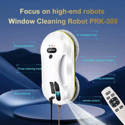 PuRuiKai Household Window Automatic Water Spray Cleaning Robot,With Intelligent Edge Detection System,Robot Glass Cleaner -…