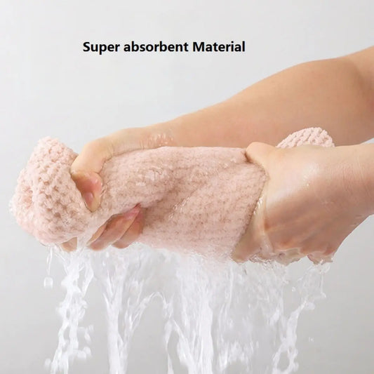 Solid Color Hair Towel Textured Dry Hair Cap 9.8' X 25.5' Absorbent Hair Towel Wrap for Button-Down Women - image 2