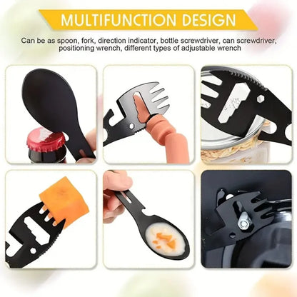 Outdoor Fork Spoon Versatile Outdoor Camping Tool Lightweight Fork Spoon Bottle Opener for Survival Tactical Utility for Eas…