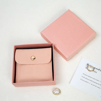 24/50/100Set Personalized Logo 9x9x3cm Jewelry Paper Box With 8x8cm Microfiber Snap Bag Jewellery Earrings Rings Brooch Boxe…