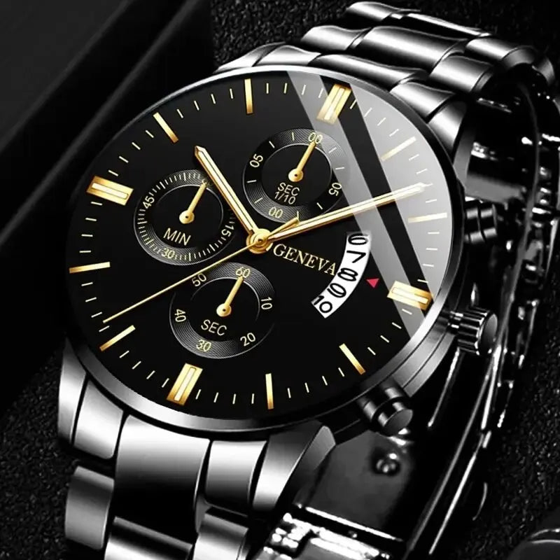 Fashion Men Stainless Steel Watch Luxury Calendar Quartz Wrist Watch Mens Business Watches for Man Clock Montre Homme - imag…