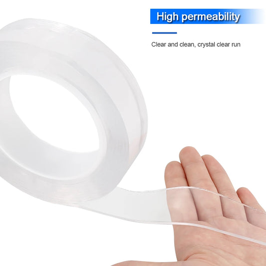 1/3/5M Double Sided Tape Transparent Acrylic Reusable Waterproof Adhesive Tracsless Tape Gadget Cinta Doble Cara Nano Tapes…