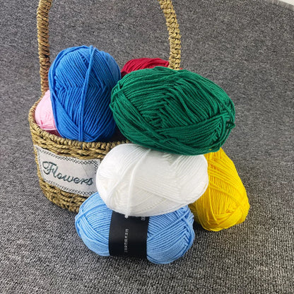 40-50g/Set 4ply Milk Cotton(80%) Knitting Yarn Needlework Dyed Lanas For Crochet Craft Sweater Hat Dolls At Low Price - imag…