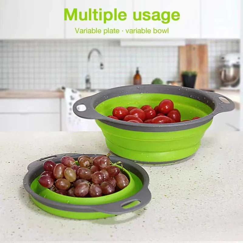 Silicone vegetable and fruit cleaning and drainage basket cleaning basket Folding water filter net Kitchen Gadgets - image 3