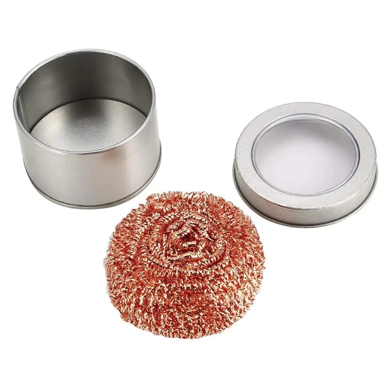 Cleaning Ball Desoldering Soldering Iron Mesh Filter Cleaning Nozzle Tip Copper Wire Cleaner Ball Metal Dross Box Clean Ball…
