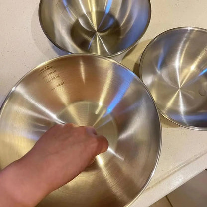 1-3 Stainless Steel Bowl Set with Scale for Cooking Baking Food Storage Large Capacity Mixing Bowls for Home Kitchen Essenti…