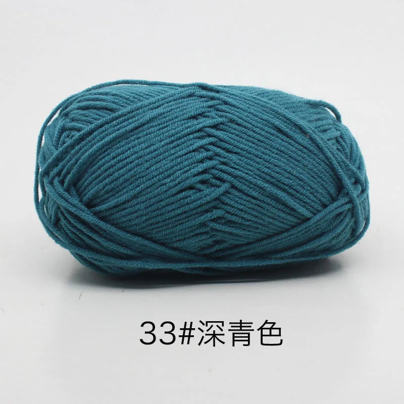 40-50g/Set 4ply Milk Cotton(80%) Knitting Yarn Needlework Dyed Lanas For Crochet Craft Sweater Hat Dolls At Low Price - imag…