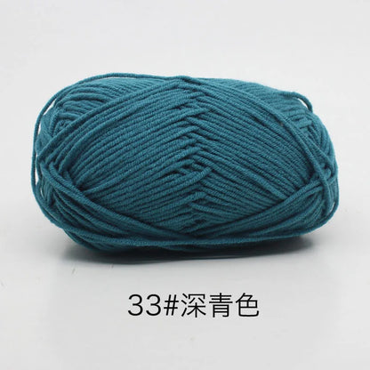 40-50g/Set 4ply Milk Cotton(80%) Knitting Yarn Needlework Dyed Lanas For Crochet Craft Sweater Hat Dolls At Low Price - imag…