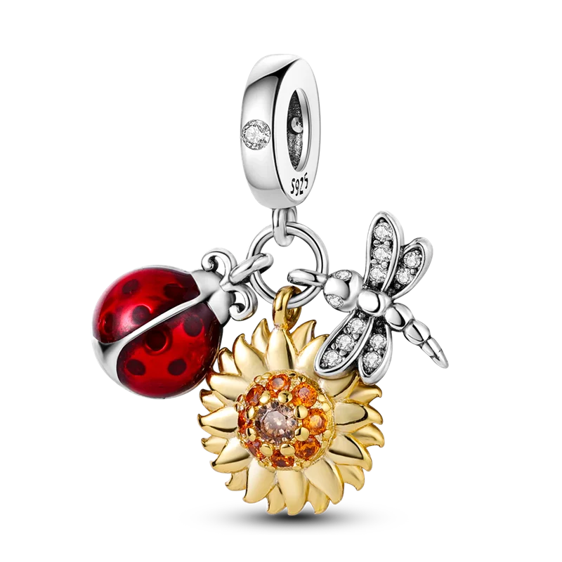 2026 Hot Sale Charms Bead 925 Sterling Silver Pink Butterfly Luminous Firefly Dangle Fit Bangle Bracelet Necklace DIY Jewelr…