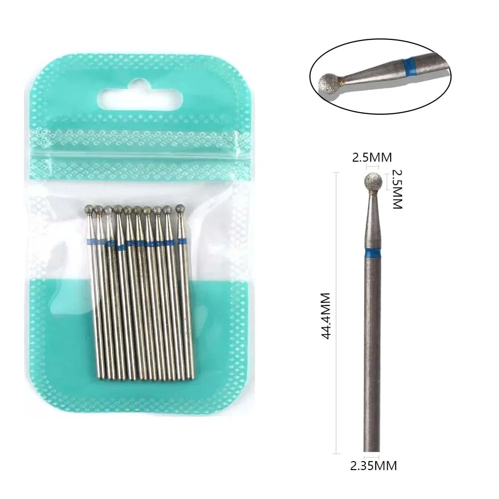 10pcs Diamond Milling Cutter Nail Drill Bits Set For Manicure Accessory Pedicure Eletric Machine Nail Bit Brush Burr Tools -…
