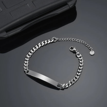 Stainless Steel Engrave Name Bracelet For Men Personalized Nameplate Date DIY Bracelets For Male Boy Jewelry Birthday Gift -…