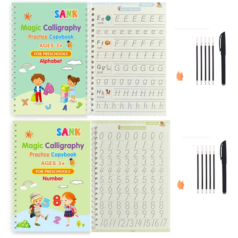 Sank Magic Practice Copybook Pen Preschools Kids Calligraphy English Verison Free Wiping Children Reusable Writing Book - im…