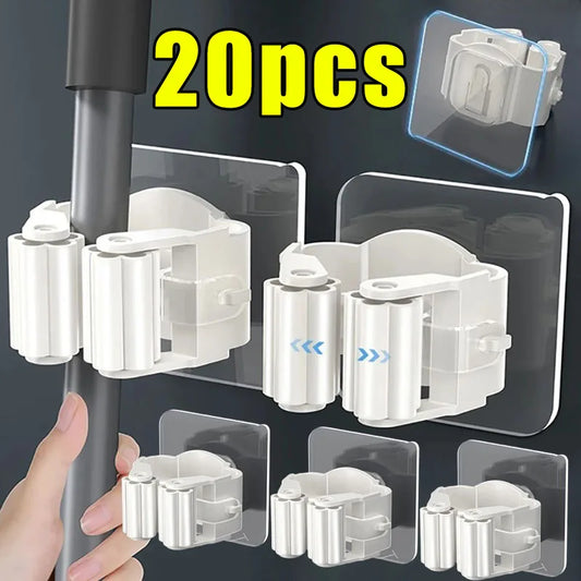 Multi-Purpose Hooks Adhesive Wall Hanging Mop Rack Broom Hanger Hook Kitchen Bathroom Organization Home Organizer Accessories