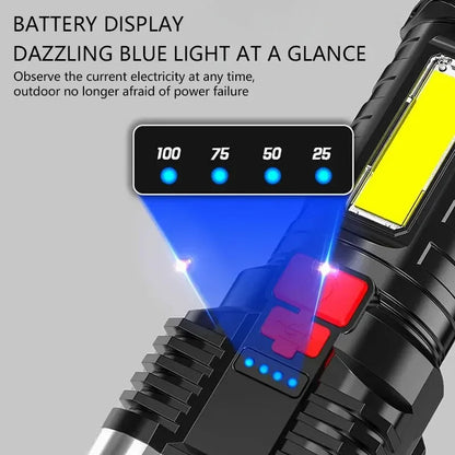 5LED High Power Led Flashlights Rechargeable Camping Spotlight with Side Light 3 Lighting Modes for Camping Adventure Outdoo…