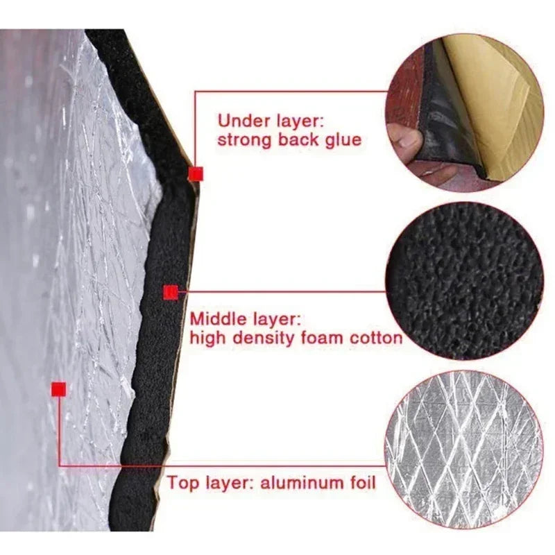 5/10mm Car Soundproof Mat Proofing Deadener Heat Noise Insulation Deadening Mat Hood Closed Cell Foam Accessories Multiple S…