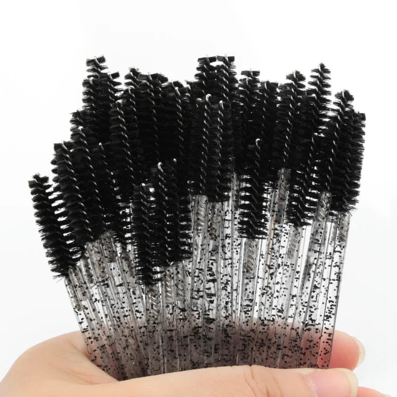5/25/50 PCS Makeup Brushes Pink Crystal Eyelashes Brush Reusable Fake Lashes Extension Supplies False Eyelash Make up Tool H…