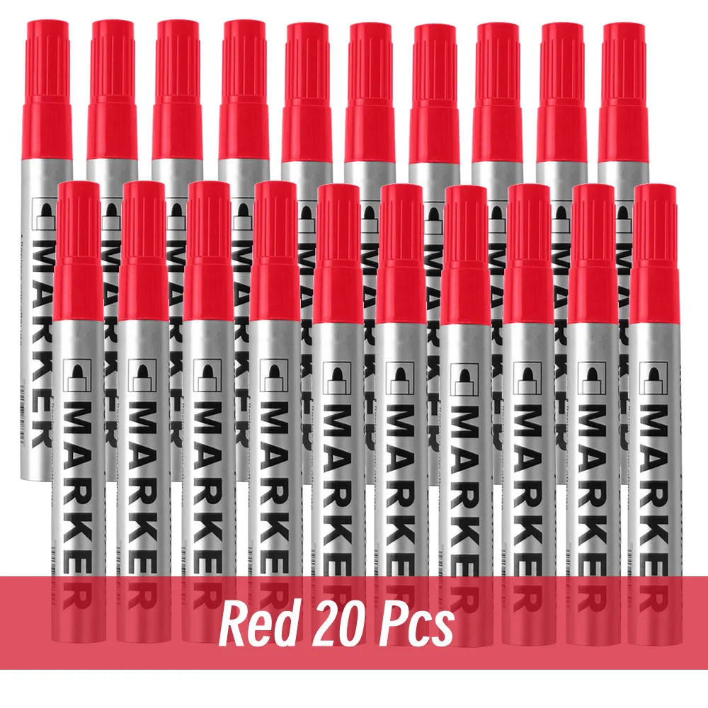 Permanent Paint Marker Pen Waterproof Black Pen for Tyre Oily Markers Quick Drying Signature Pen Stationery Supplies - image…