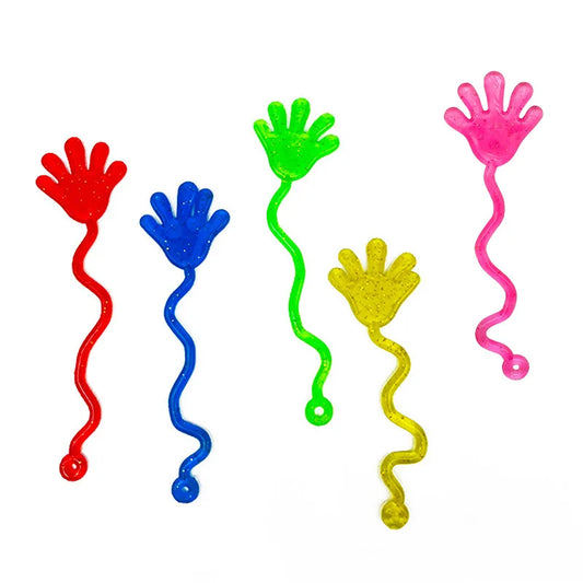 5-20 Pcs Funny Glitter Sticky Hands toy Palm Elastic Sticky Squishy Slap Palm Toy Novelty Gift Party Favors supplies - image…