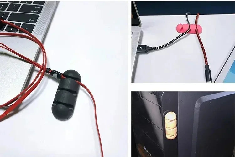 VIKEFON Cable Cord Wire Organizer Silicone USB Cable Winder Management Clips Self Adhesive for Mouse Keyboard Headset For iP…