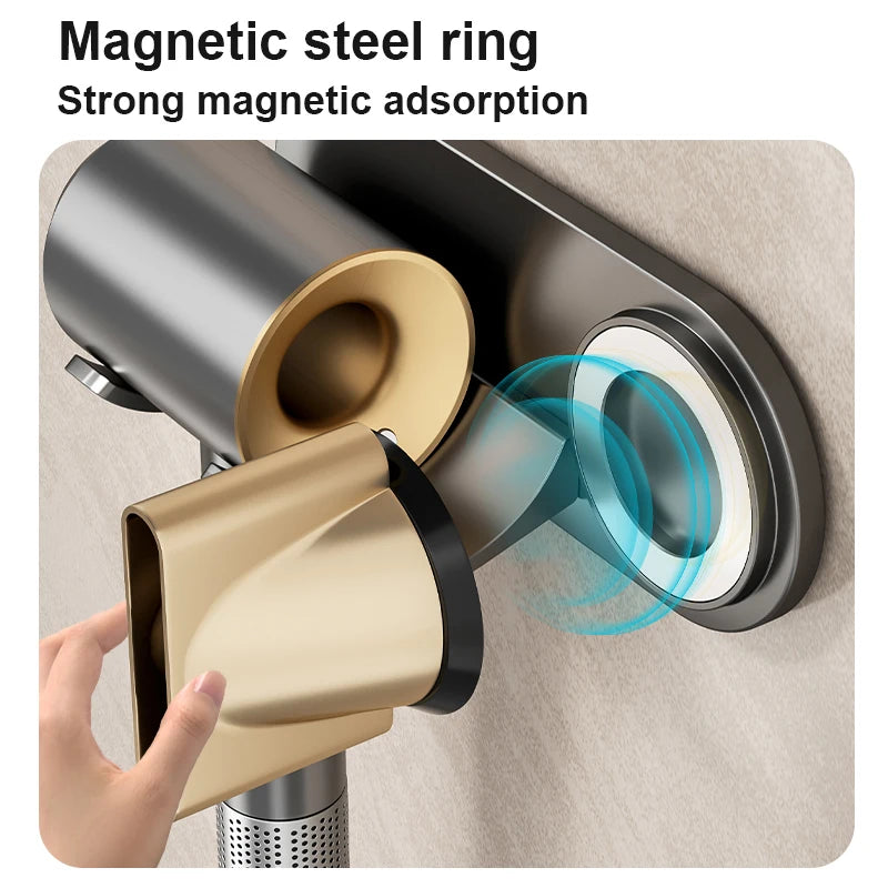 Gray/White Hair Dryer Stand Holder Wall Mounted, ABS Punch Free Blow Dryer Holder Rack, Organizer For Hair Dryer - image 5