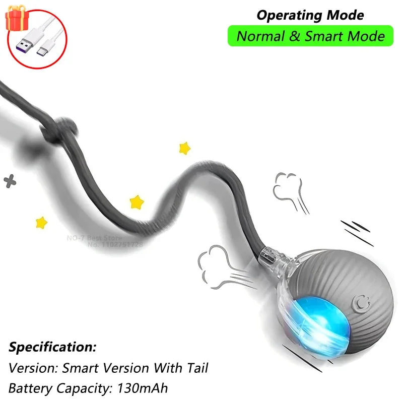 iLMH 1/2 PCS Cat Interactive Ball Toy Automatic Rolling Ball Faux Tail Rechargeable Smart Pet Electric Toy Pet Toy Imitate M…