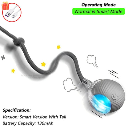 iLMH 1/2 PCS Cat Interactive Ball Toy Automatic Rolling Ball Faux Tail Rechargeable Smart Pet Electric Toy Pet Toy Imitate M…