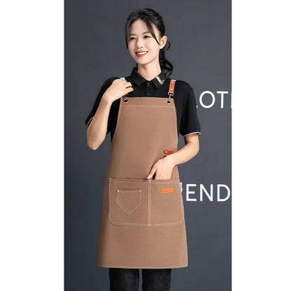 Customized Canvas Apron with Logo Custom for Nail Art Baking Coffee Bubble Shop Barber Canvas Waterproof Work Uniex Clothes…