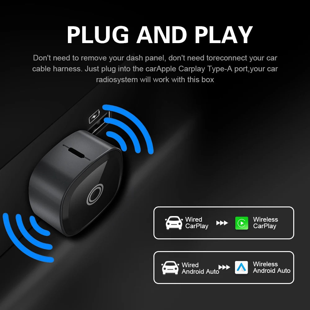 XUDA 2in1 Wireless CarPlay Adapter Android Auto AI Smart Box Car Intelligent Systems For VW Toyota Nissan Honda Ford Benz -…