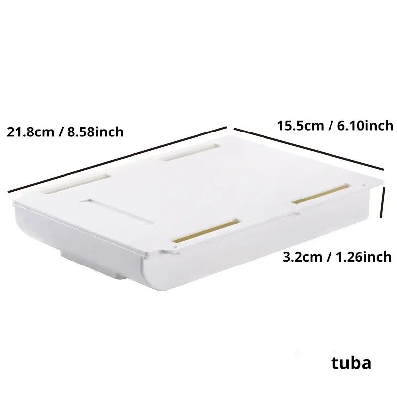 1PCS White SelfAdhesive Storage Drawer Box Makeup Pencil Tray Desk Hidden Under Stand Self-adhesive Under-drawer Storage Box…