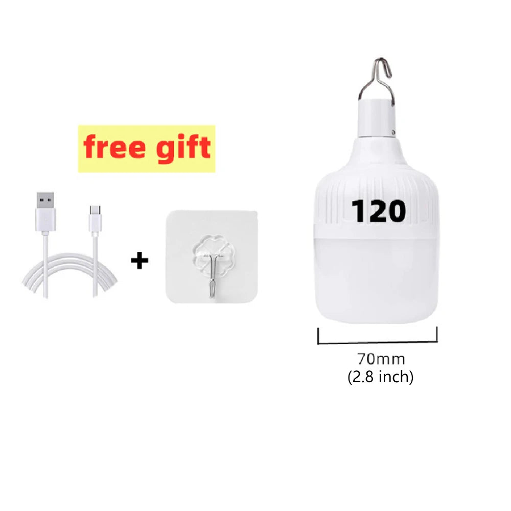 Portable Outdoor BBQ Camping Lights USB Rechargeable Lamp LED Emergency Bulb Hook High Power Tents Lantern Night Lights Bulb…