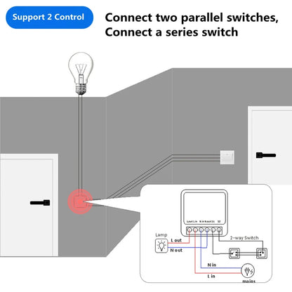 Work With Tuya app Mini 16A WiFi Switch Smart Life App 2 Way Control Smart Home Automation Module Interruptor Alexa Google H…