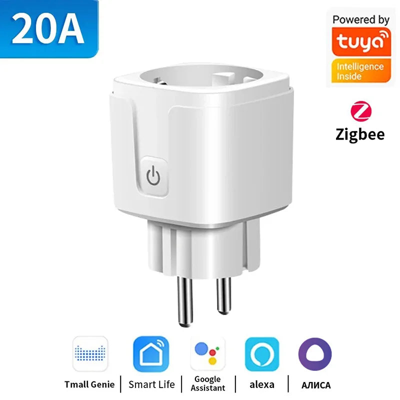 TNCE TUYA Smart Plug WiFi or Zigbee3.0 Socket EU 16A/20A Power Monitor Timing Function Voice Control Work With Alexa Google…