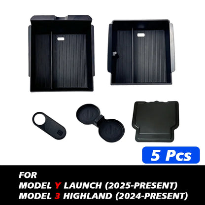 TEKSY 1/2/3/4/6/7/8pcs For Tesla New Model Y 2025 2026 Juniper ABS with Silicone Non-slip Mat Console & Armrest Storage Box…