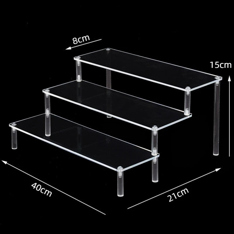 1-5 Tier Acrylic Display Stand Clear Display Riser Rack for Cupcake Perfume Doll Décor Organizer Amiibo Funko POP Figures DC…