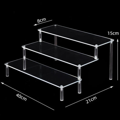 1-5 Tier Acrylic Display Stand Clear Display Riser Rack for Cupcake Perfume Doll Décor Organizer Amiibo Funko POP Figures DC…