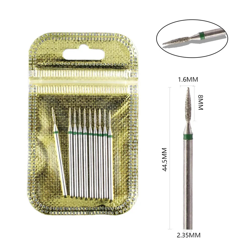 10pcs Diamond Milling Cutter Nail Drill Bits Set For Manicure Accessory Pedicure Eletric Machine Nail Bit Brush Burr Tools -…