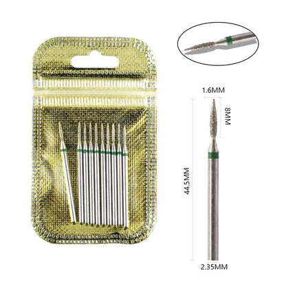 10pcs Diamond Milling Cutter Nail Drill Bits Set For Manicure Accessory Pedicure Eletric Machine Nail Bit Brush Burr Tools -…