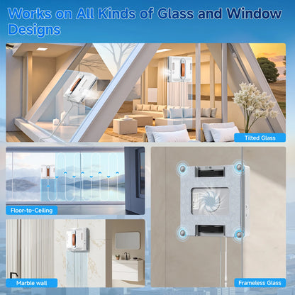 Lubluelu Robot Window Washer 8-Layer Safety Protection 9000Pa Suction Intelligent Path Edge Cleaning Home Glass Cleaning Rob…