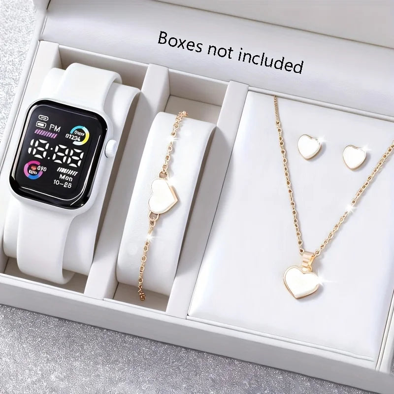 6-Piece Set of Fashion Electronic Watch Necklace Earrings Ring Set for Teenagers Boys and Girls, the Best Choice for Friend…