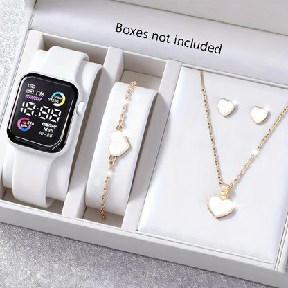 6-Piece Set of Fashion Electronic Watch Necklace Earrings Ring Set for Teenagers Boys and Girls, the Best Choice for Friend…