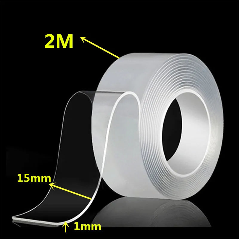 1m 2m 3m 5m Nano Tape Double Sided Tape Transparent Reusable Waterproof Adhesive Strong Tapes Cleanable Kitchen Bathroom Sup…