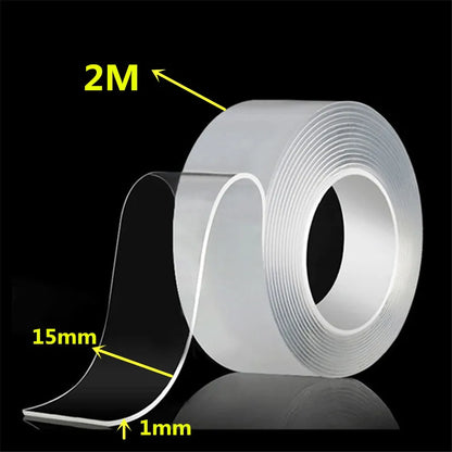 1m 2m 3m 5m Nano Tape Double Sided Tape Transparent Reusable Waterproof Adhesive Strong Tapes Cleanable Kitchen Bathroom Sup…