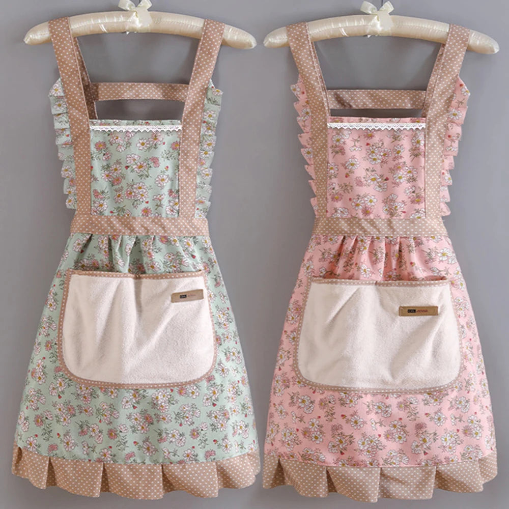 1 Piece For Women's Floral Home Apron With Pocket, Adjustable Apron For Kitchen, Cooking, Baking, Grilling, Chef's Apron