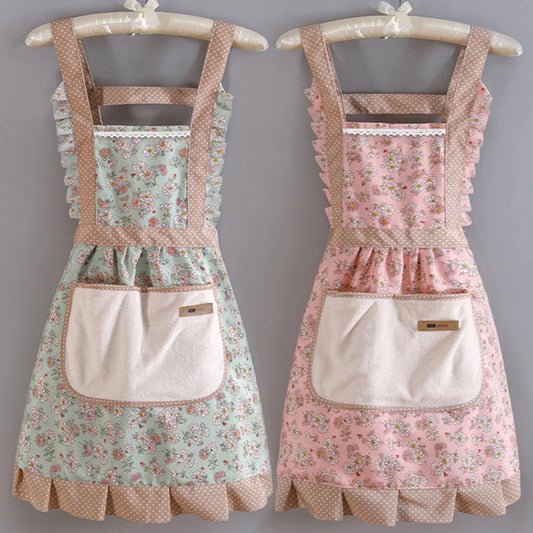 1 Piece For Women's Floral Home Apron With Pocket, Adjustable Apron For Kitchen, Cooking, Baking, Grilling, Chef's Apron