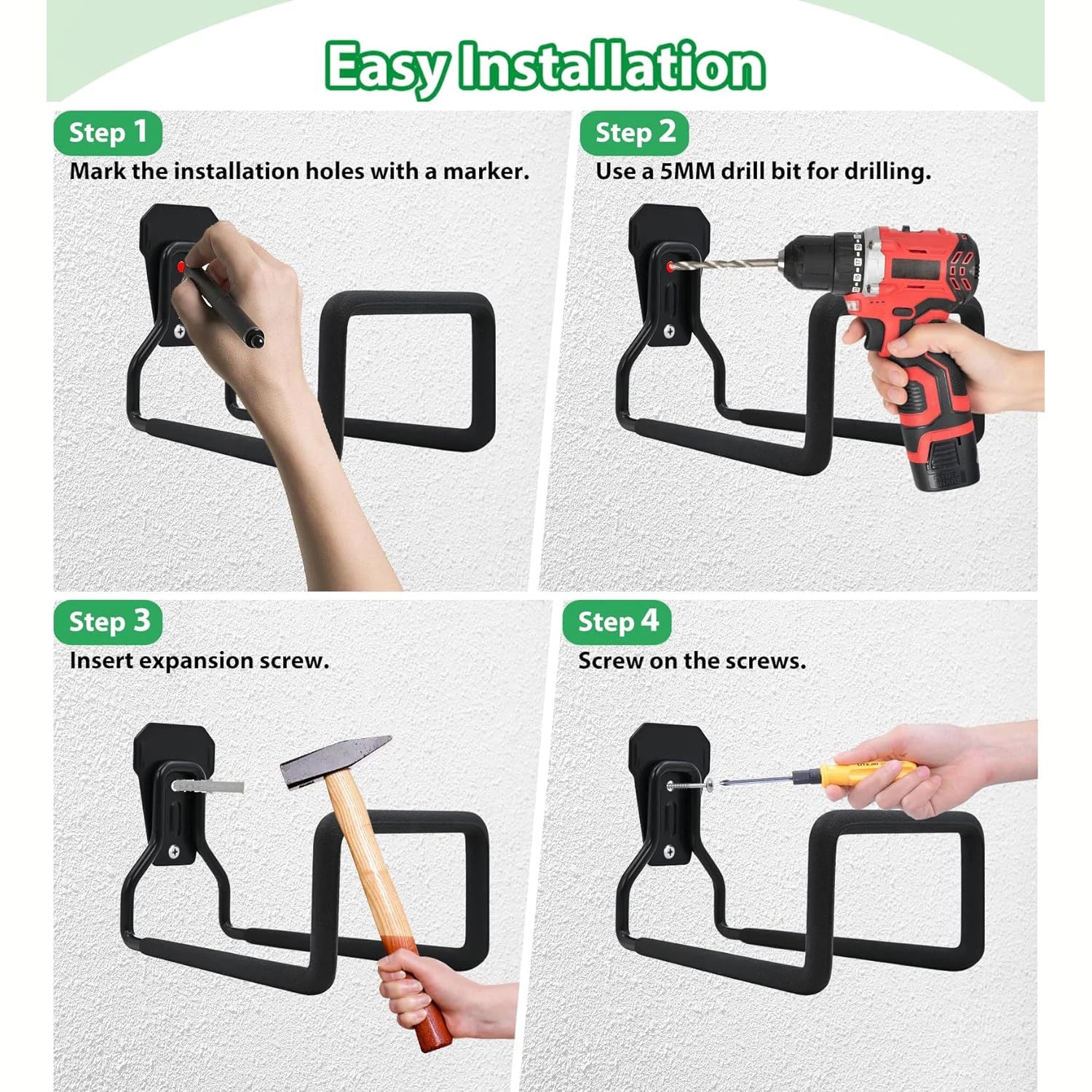 1/2 Pack Garden Hose Holder - Wall-Mounted Hose Hanger, Heavy-Duty Water Hose Holder for Outdoor/Indoor Use in the Yard, Dur…