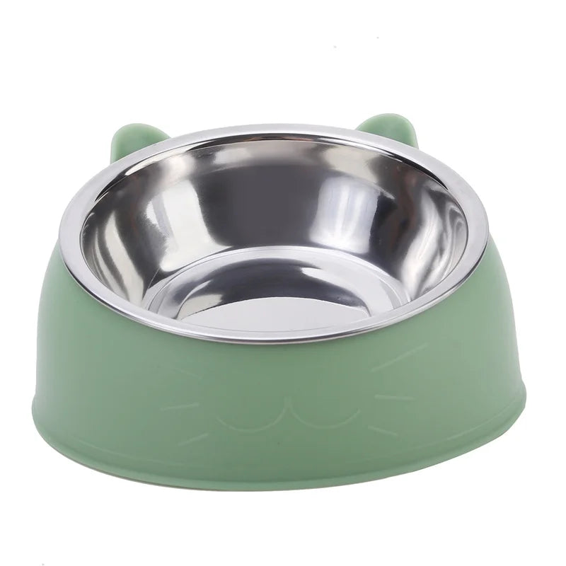 1/2/5pcs Cat Bowl Creative Inclined Kitten Puppy Food Feeding Bowls Stainless Steel Cats Drinking Feeder Pet Dogs Cats Feede…
