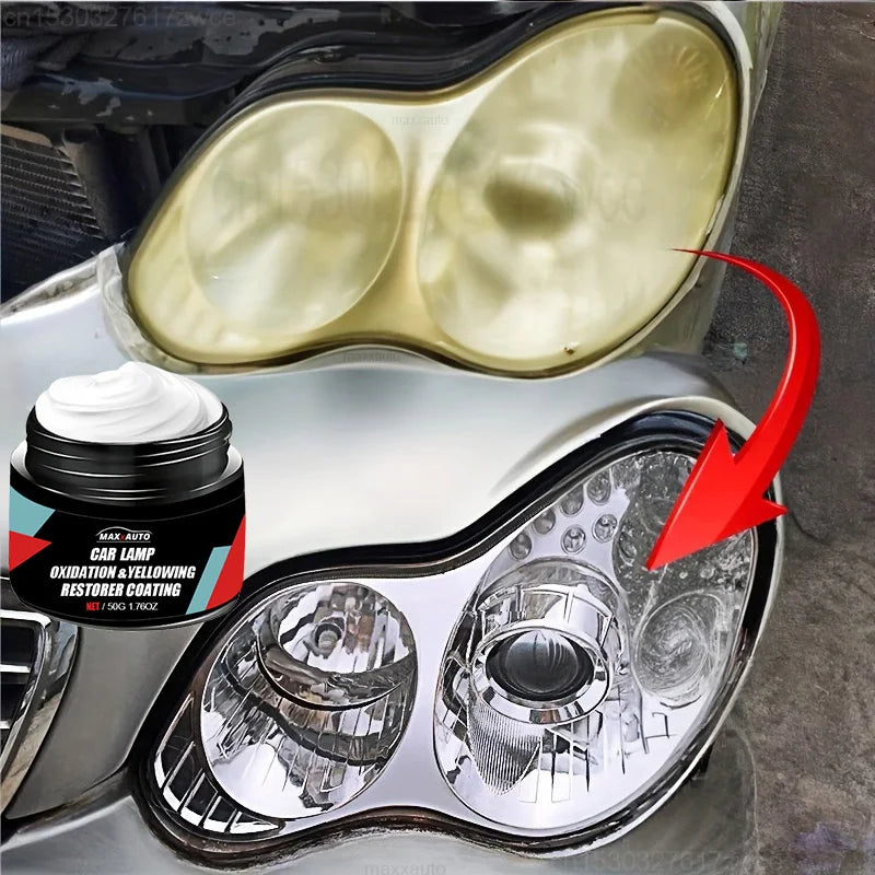 Car Headlight Restoration Polishing Kit - Scratch Remover & Oxidation Cleaner Repair Paste for Headlamp Assembly